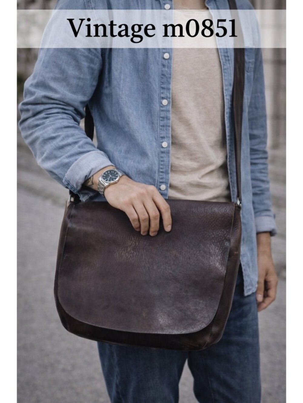 m0851 Leather Crossbody Bag Brown Distressed Vintage Messenger Canada Unisex
